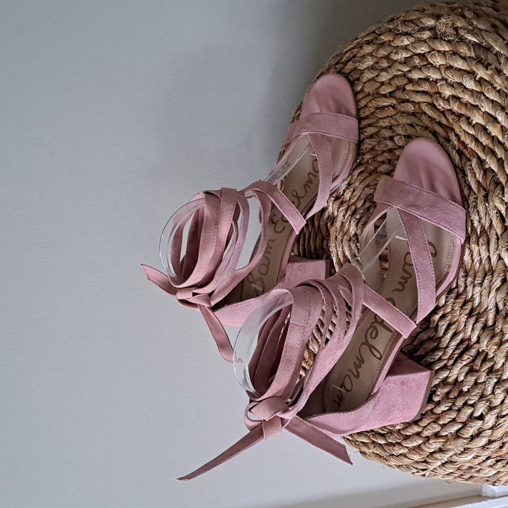 NWT Sam Edelman Womens Sheri Mauve Suede Ankle Wrap Strap Sandals S-8.5‎